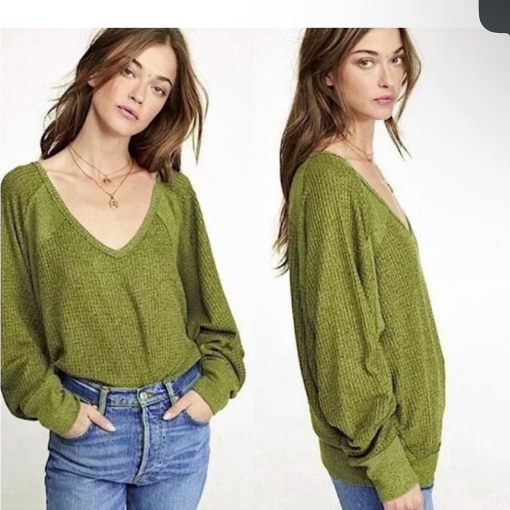FREE PEOPLE FERNGULLY GREEN SANTA CLARA THERMAL - XS -